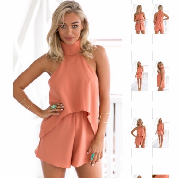 Coral romper . Worn once, - Picture 7 of 8